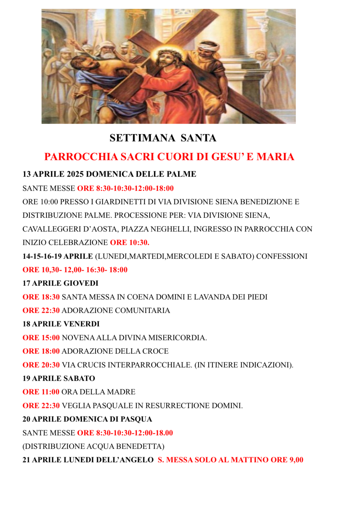 Programma Settimana Santa